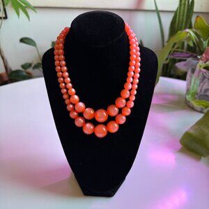 Orange Lucite Double Strand Necklace